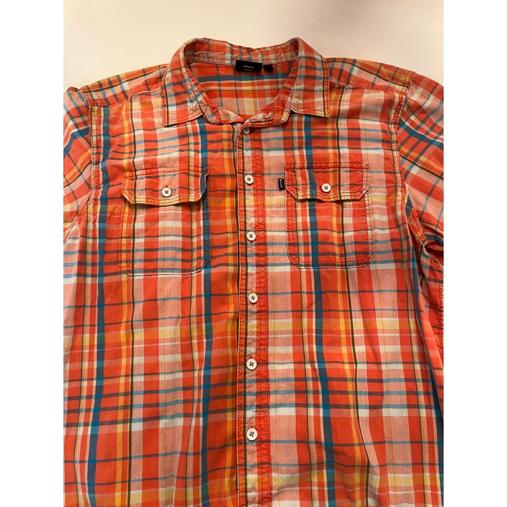 Kavu Men's Short Sleeve Button Up Shirt Orange Size‎ XL